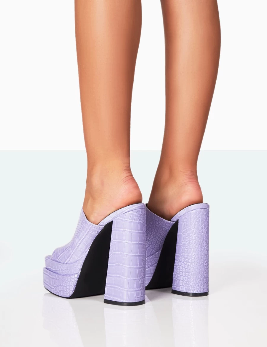 Public Desire Purple Neon Chunky Platform High Heel Mules for Women