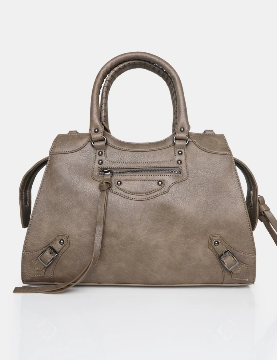 Public Desire Women's Grey Willa Tote Bag with Metallic Zip Detail