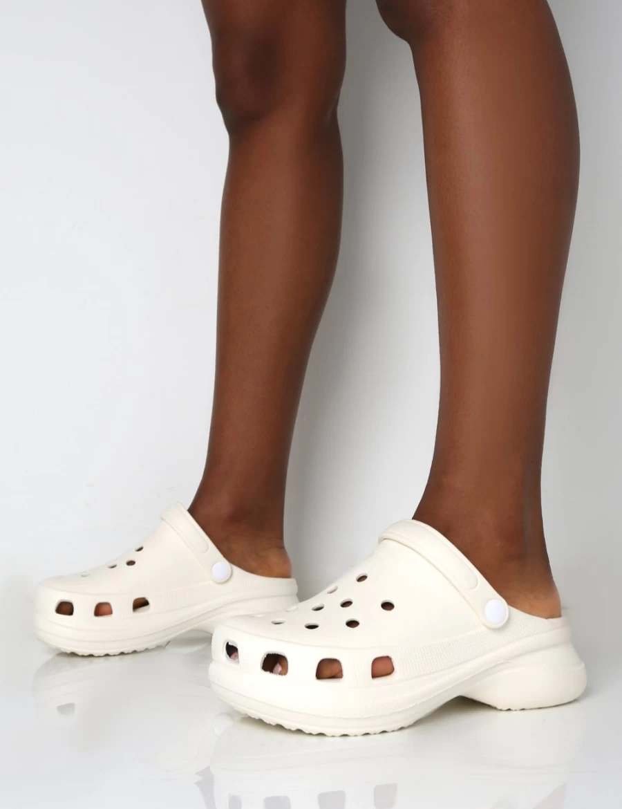 Public Desire Women's Ecru Rubberised Sling Back Closed Toe Clog Sandals