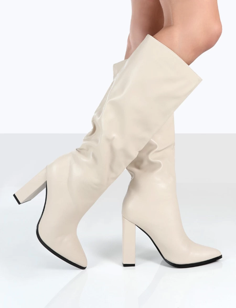 Public Desire Women's Stone Posie Knee High Block Heel Boots