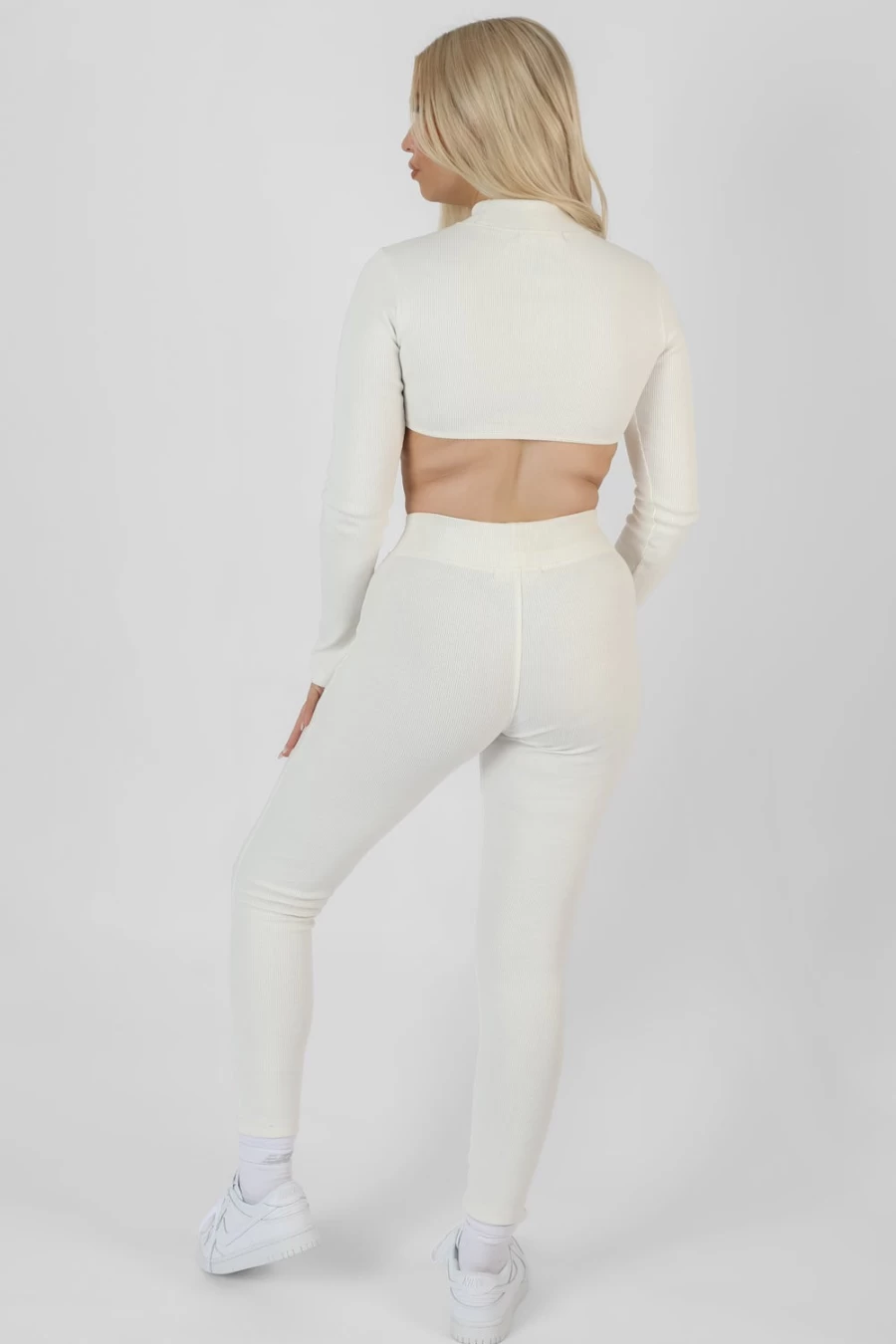 "Public Desire Women's White High Neck Underbust Athleisure Top"