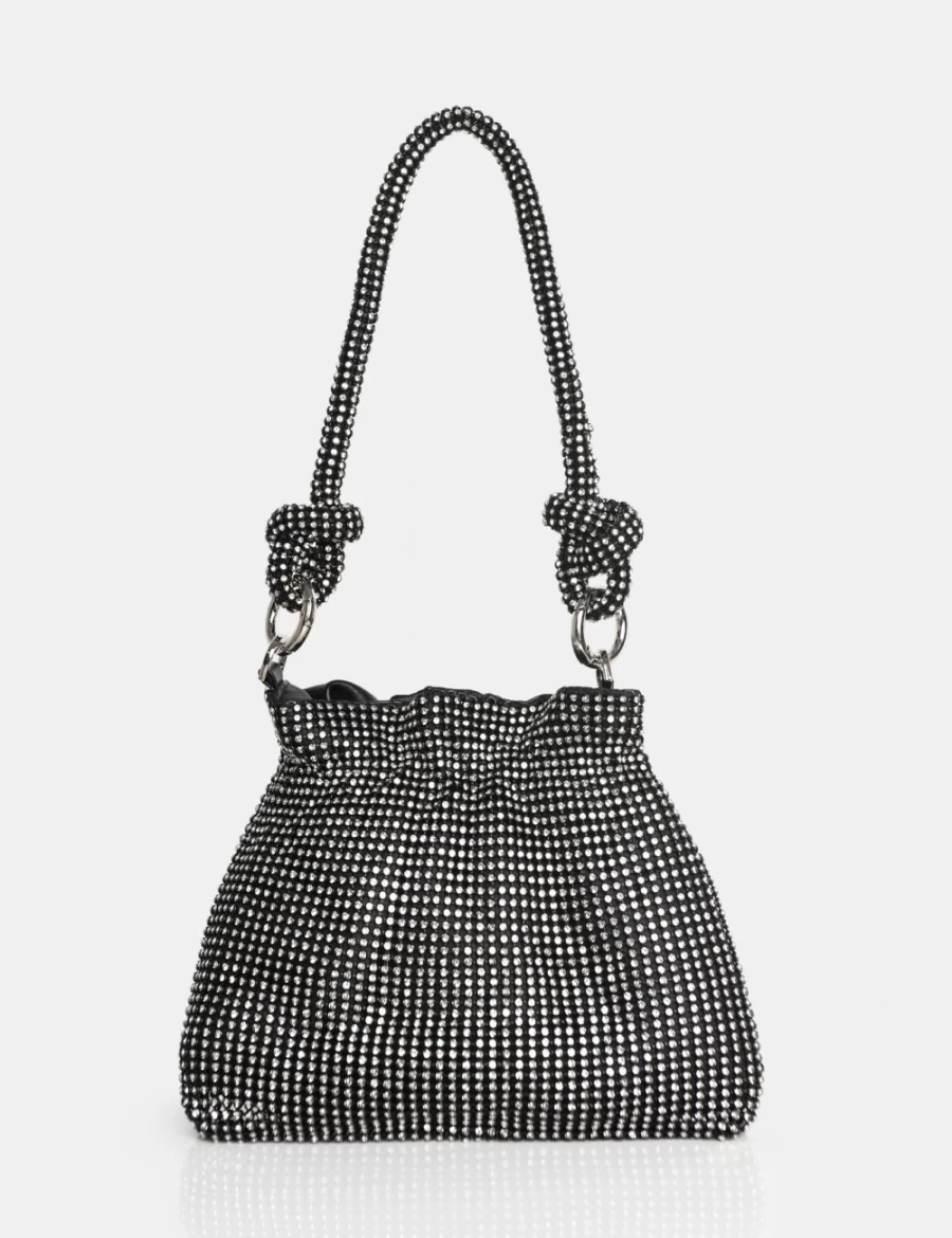 Public Desire Women's Black Lake Diamante Mini Bag - Stylish & Elegant Clutch