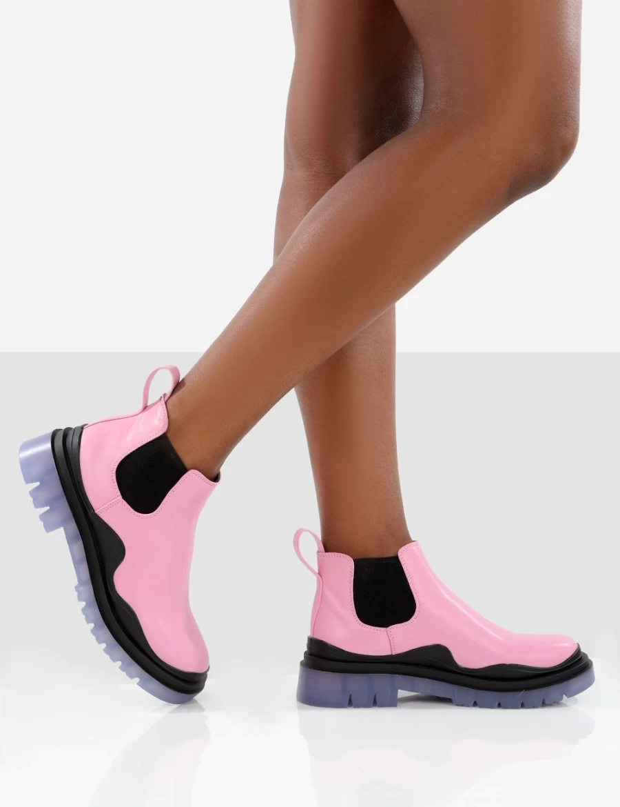 Public Desire Women's Pink Myth Baby Chunky Sole Chelsea Boots