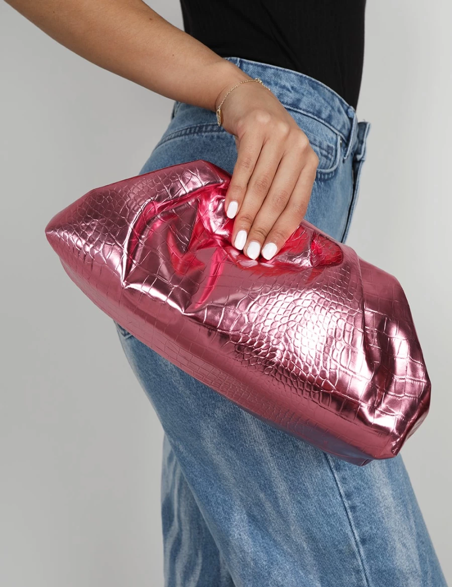 Public Desire Women's Pink Metallic Clutch Bag - Stylish Project Design