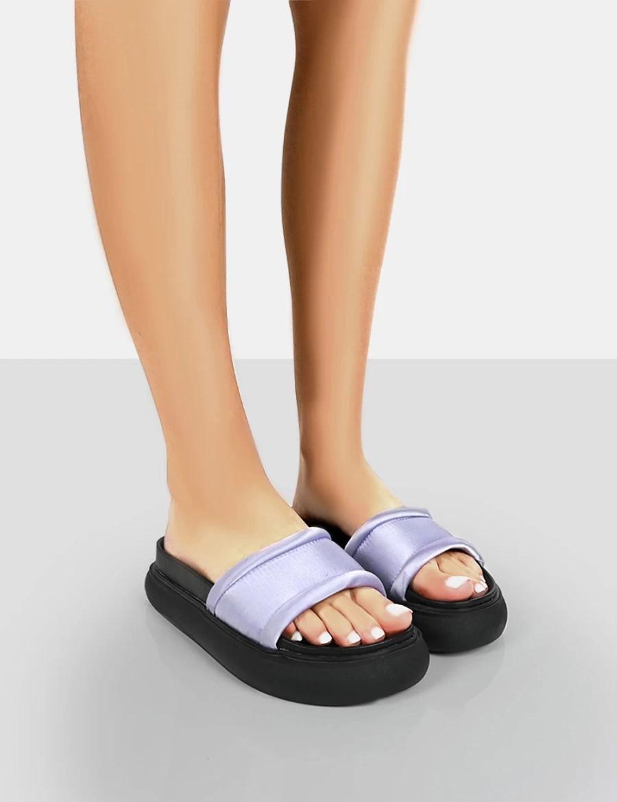 Public Desire Women's Lilac Demi Satin Slide Sandals
