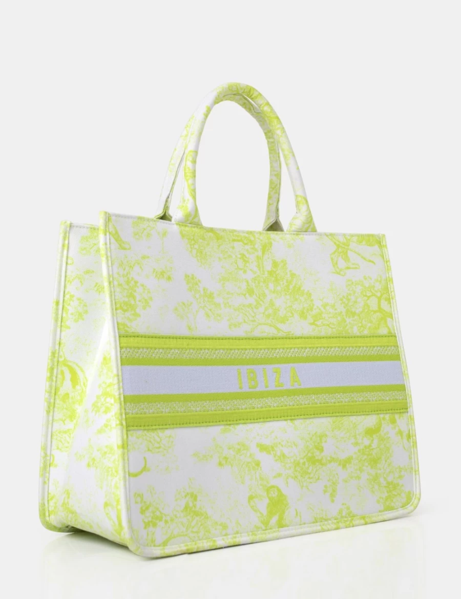 Public Desire Women's Lime Ibiza Oversized Canvas Tote Bag