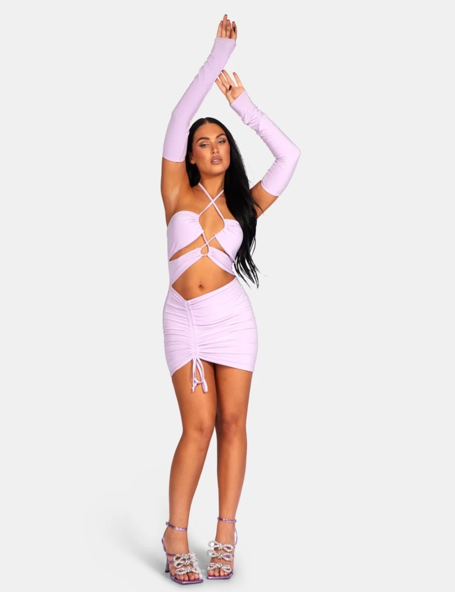 Public Desire Women's Lilac Strappy Cut Away Slinky Dress