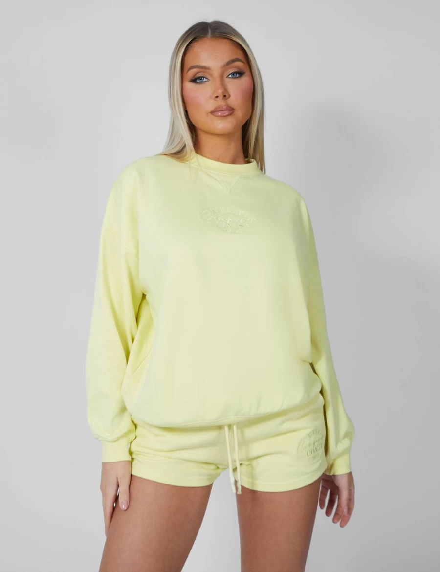 Public Desire Women's Lemon Embroidered Amalfi Coast Oversized Sweatshirt