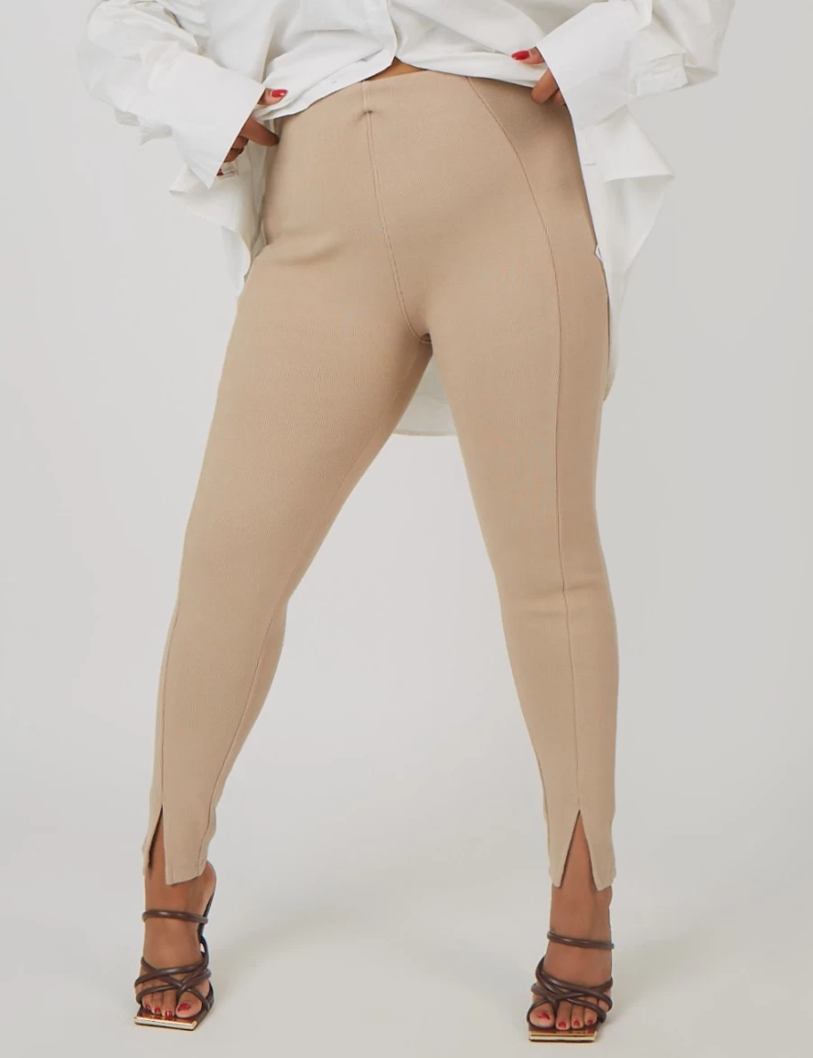 Public Desire Women's Nude Curve Rib Mix Acid Wash High-Waisted Shaping Leggings
