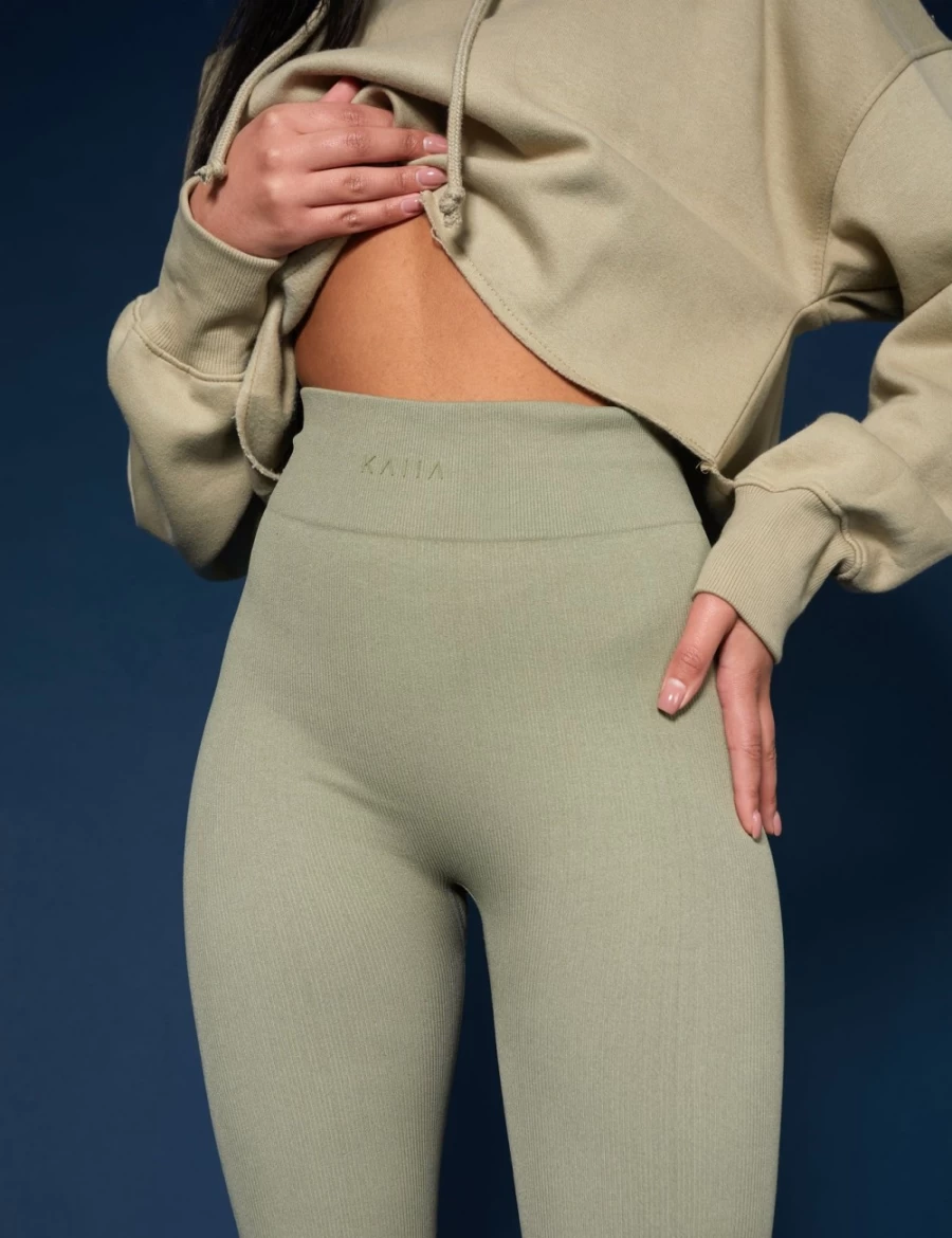 Women's Khaki Oversized Cropped Hoodie | Public Desire Lightweight Sweatshirt
