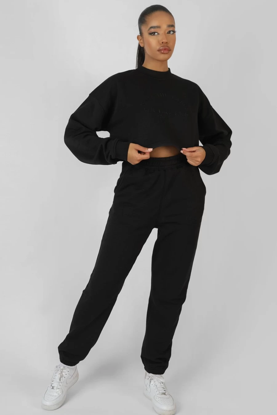 Public Desire Women's Purple Self Love Club Cropped Sweatshirt