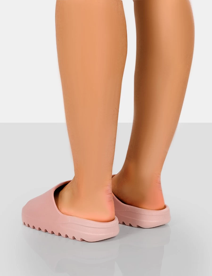 Public Desire Women's Pink Brady Baby Rubber Flat Slider Sandals