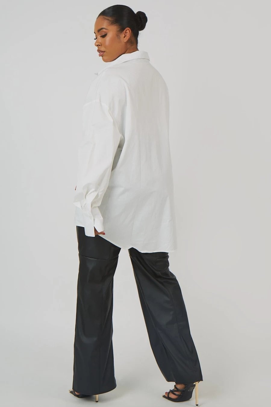 "Public Desire Women's White Curve Oversized Poplin Shirt"