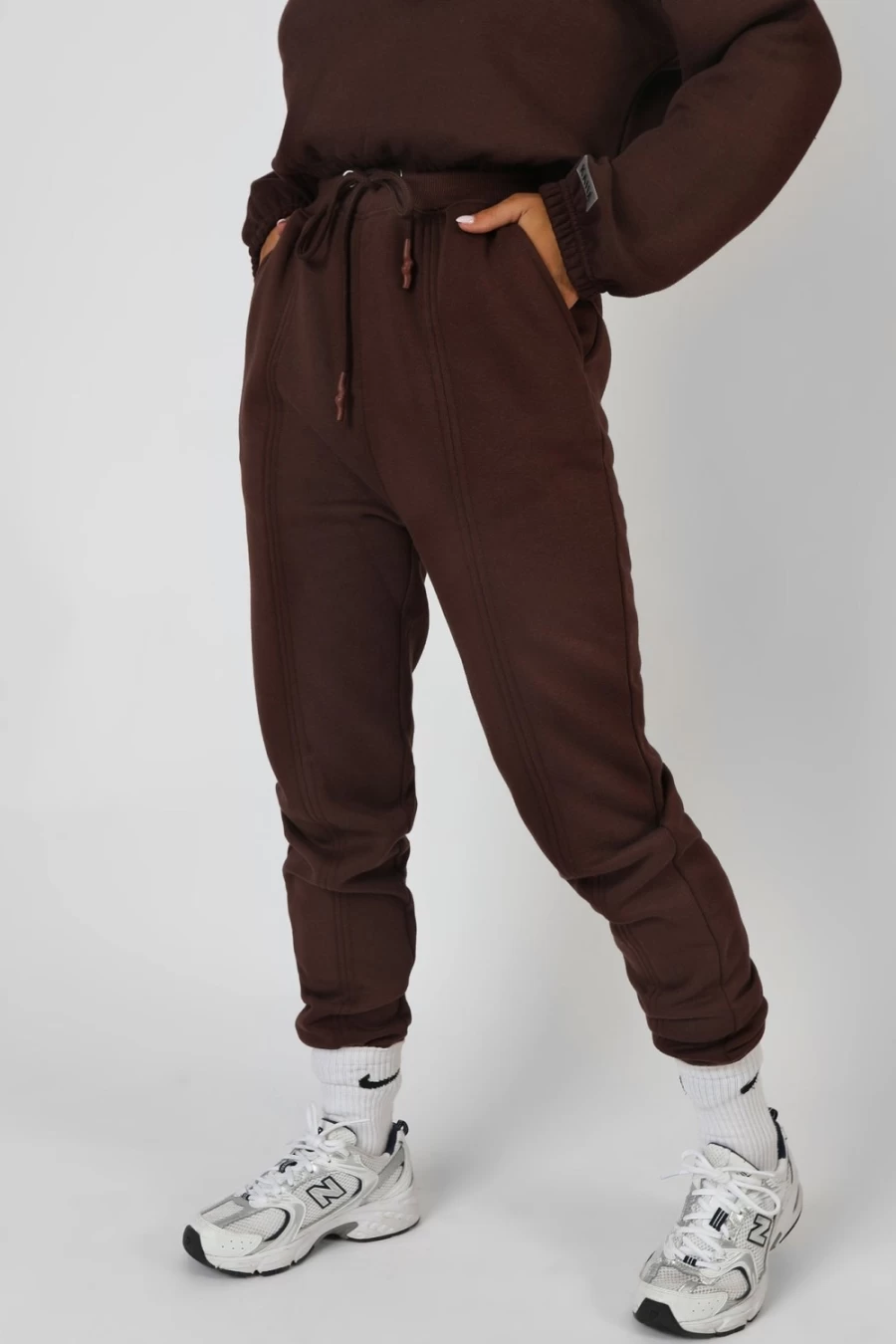Women's Public Desire Chocolate Oversized 90s Joggers with Seam Front Detail