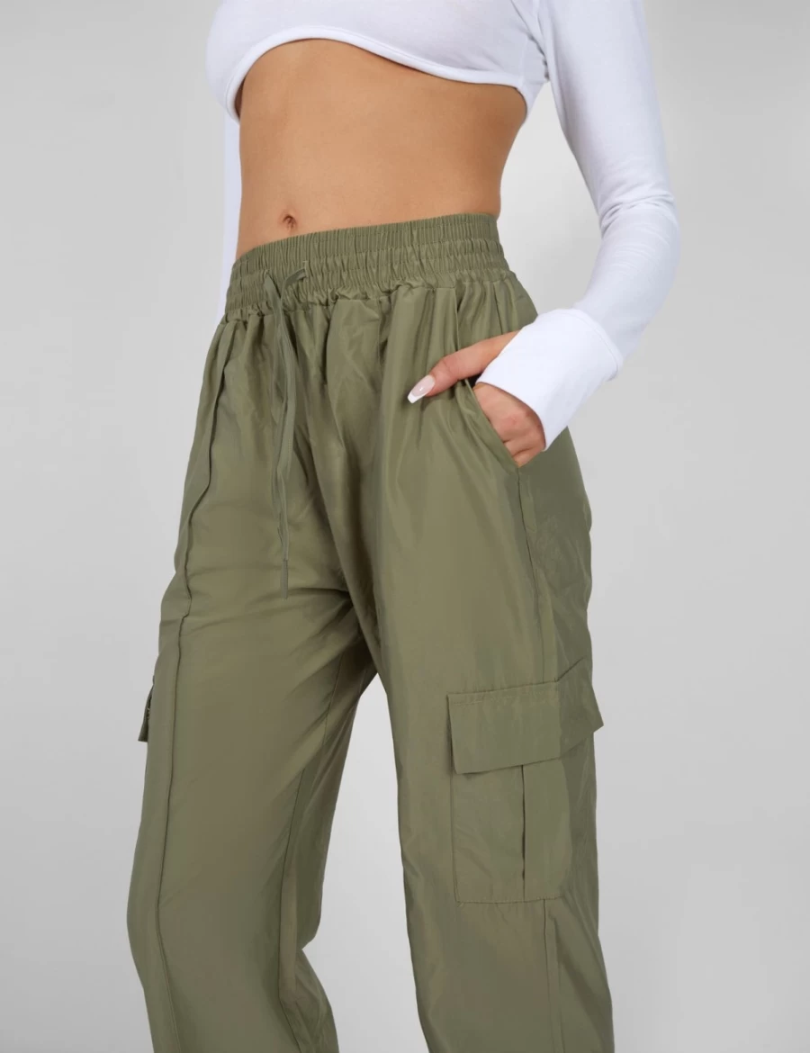 Women's Khaki Split Hem Cargo Trousers by Public Desire