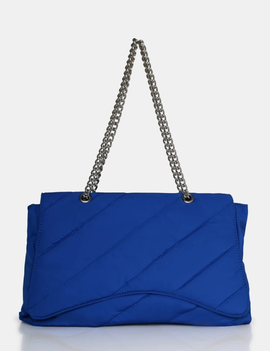 Public Desire Women's Blue Nylon Laina Tote Bag - Stylish & Lightweight Handbag for Everyday Use