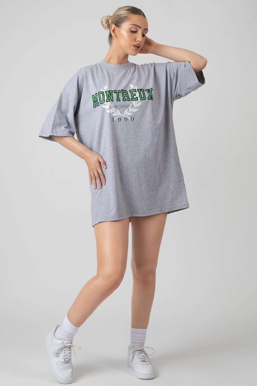 Public Desire Women's Grey Montreux T-Shirt Dress - Casual Comfort Fit Streetwear Style