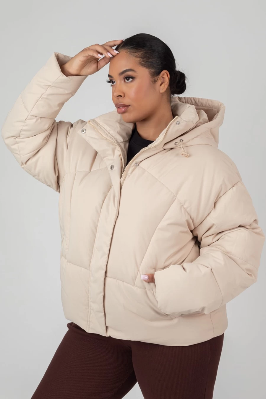 "Public Desire Women's Black Curve Ultimate Puffer Stone Winter Boots"