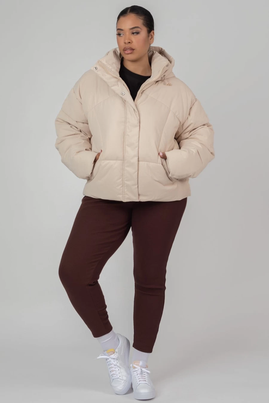 "Public Desire Women's Black Curve Ultimate Puffer Stone Winter Boots"