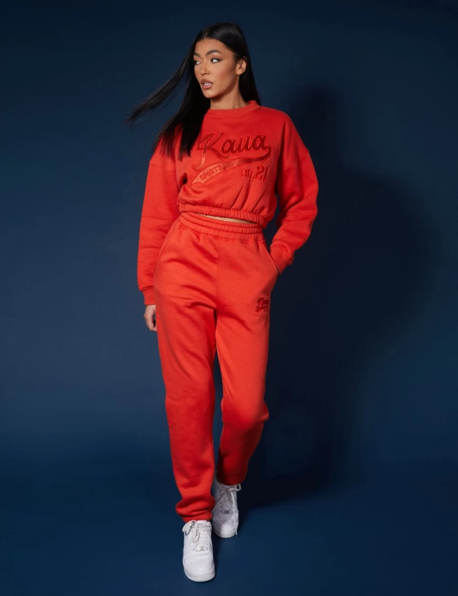 "Public Desire Women's Red Varsity Tonal Flame Sweatshirt"