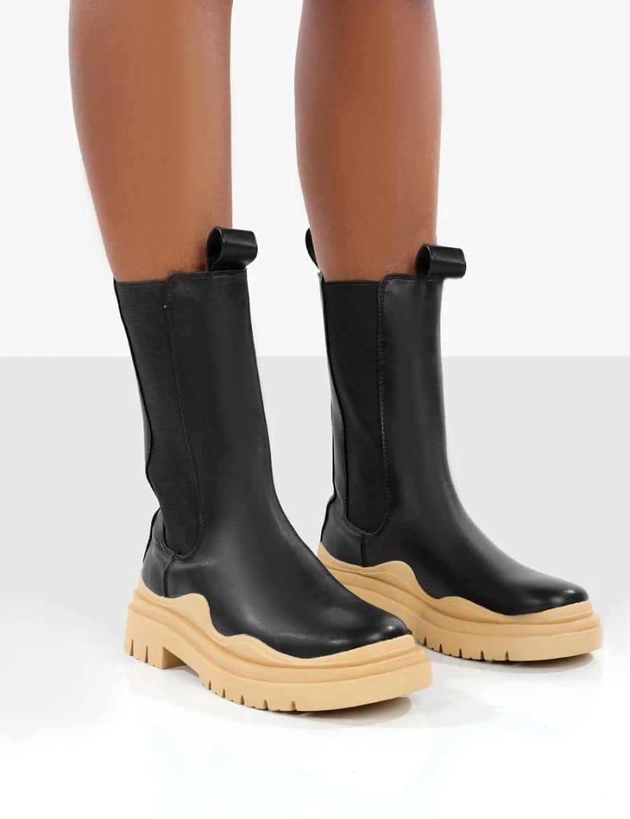 Public Desire Women's Black Chunky Sole Platform Ankle Boots