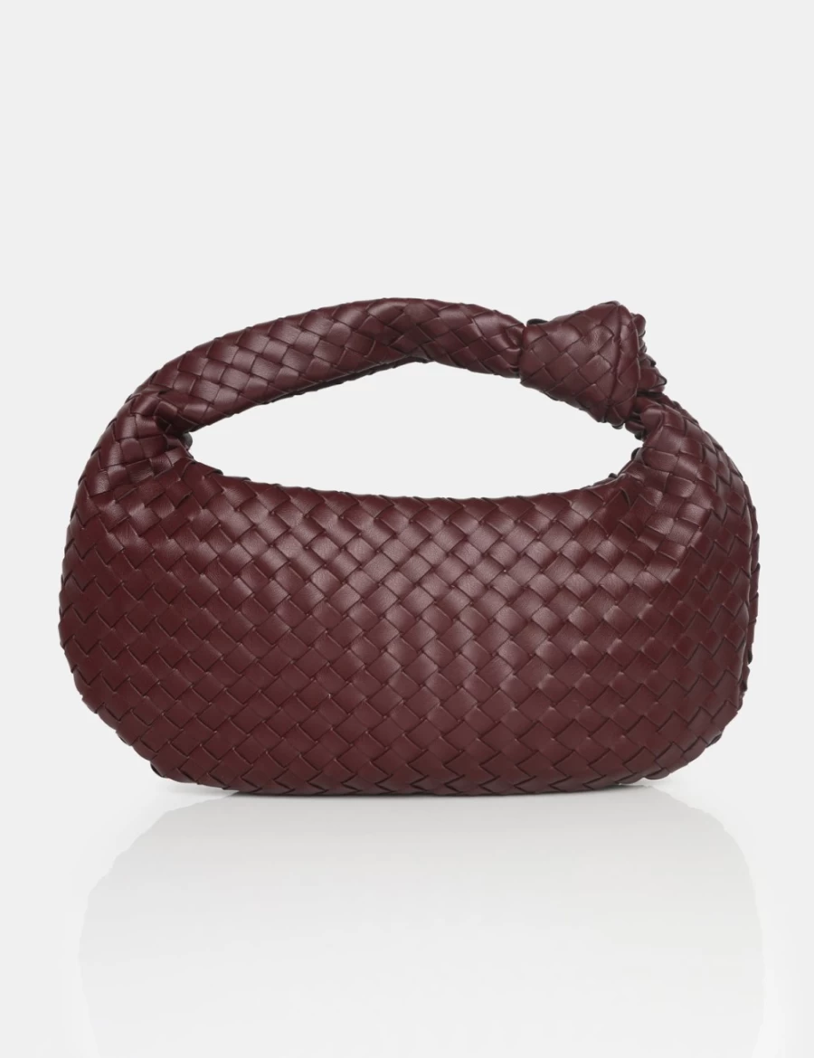 Public Desire Women's Burgundy Woven PU Knot Detail Mini Grab Bag