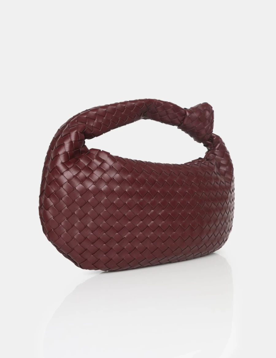Public Desire Women's Burgundy Woven PU Knot Detail Mini Grab Bag