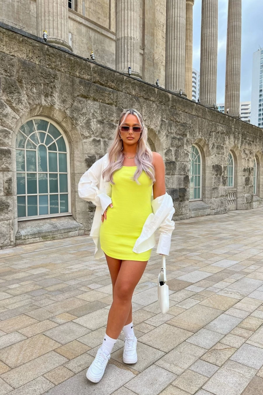 Public Desire Women's Lime Strappy Mini Dress with Curved Hem