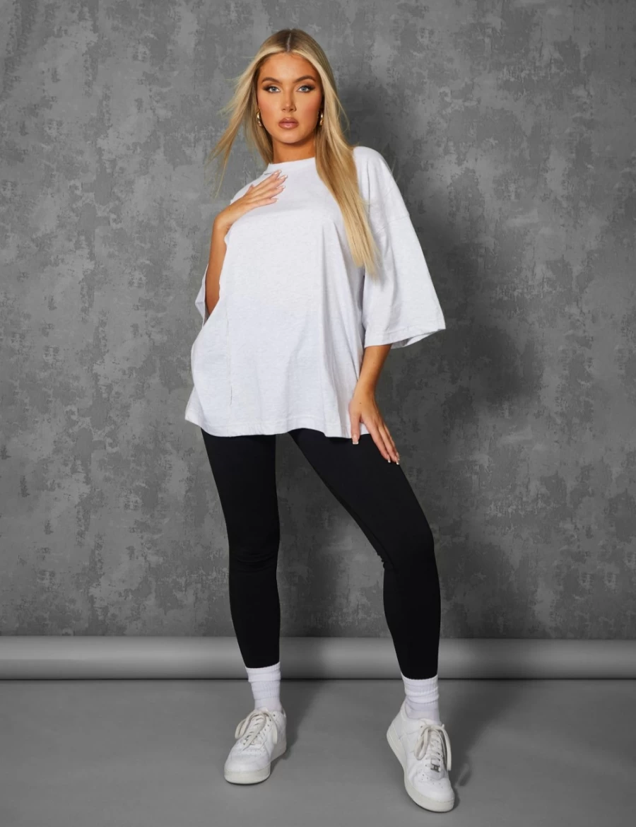 Public Desire Women's Oatmeal Oversized T-Shirt with Exposed Seam Detail
