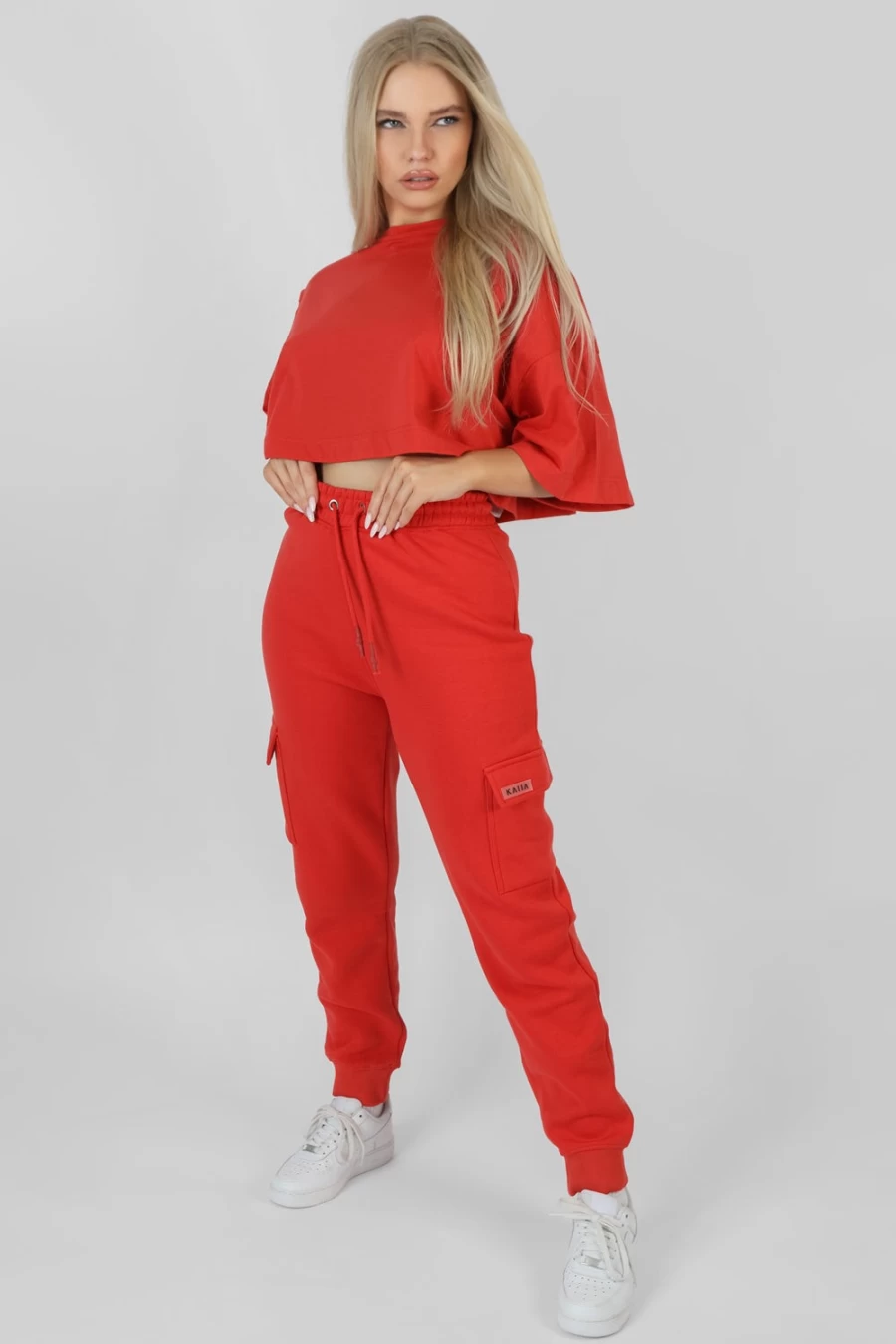 "Public Desire Women's Red Exposed Seam Oversized Cropped T-Shirt"