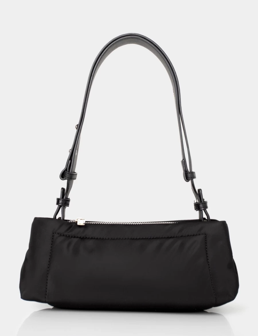 Public Desire Women's Black Ludo Nylon Shoulder Bag - Stylish Elongated Handbag for Everyday Use