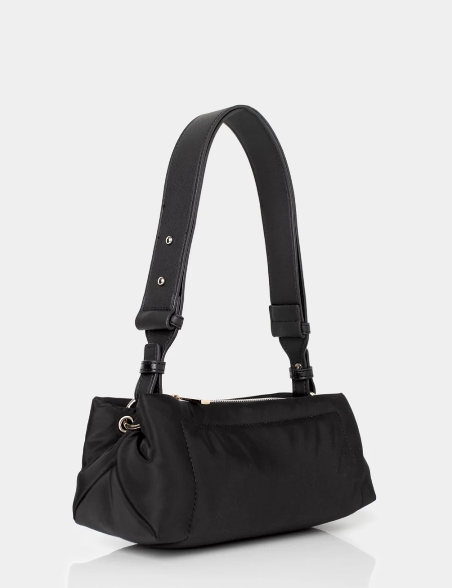 Public Desire Women's Black Ludo Nylon Shoulder Bag - Stylish Elongated Handbag for Everyday Use
