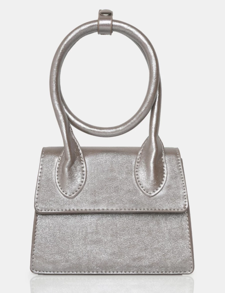 Public Desire Silver Metallic PU Crossbody Mini Bag for Women - Milan Style