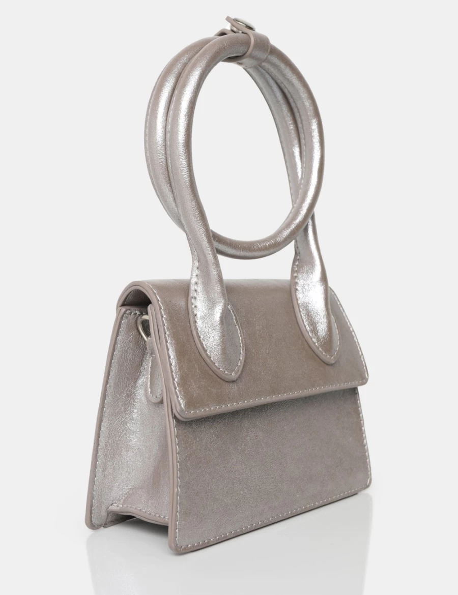 Public Desire Silver Metallic PU Crossbody Mini Bag for Women - Milan Style