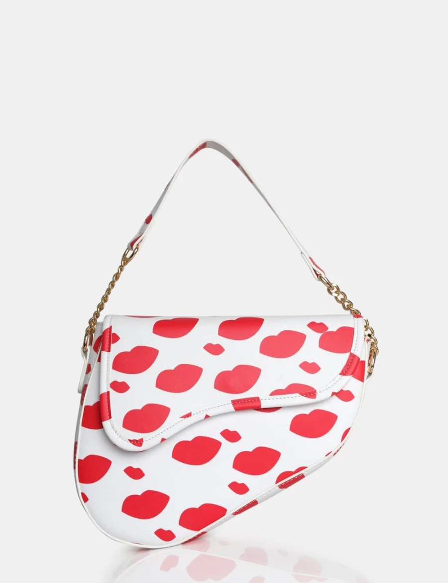 Public Desire Women's Multi Color Fox Lip Print Saddle Shoulder Bag