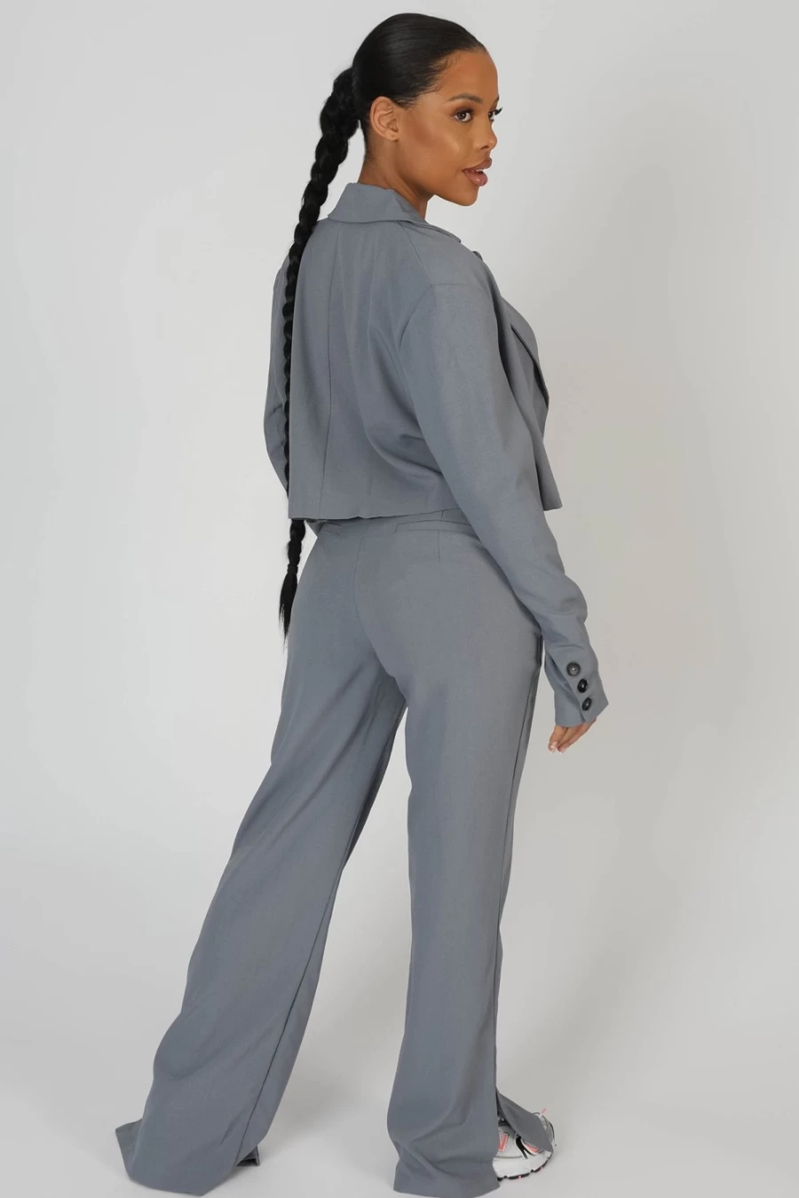 Public Desire Women's Grey Relaxed Trousers with Seam Detail