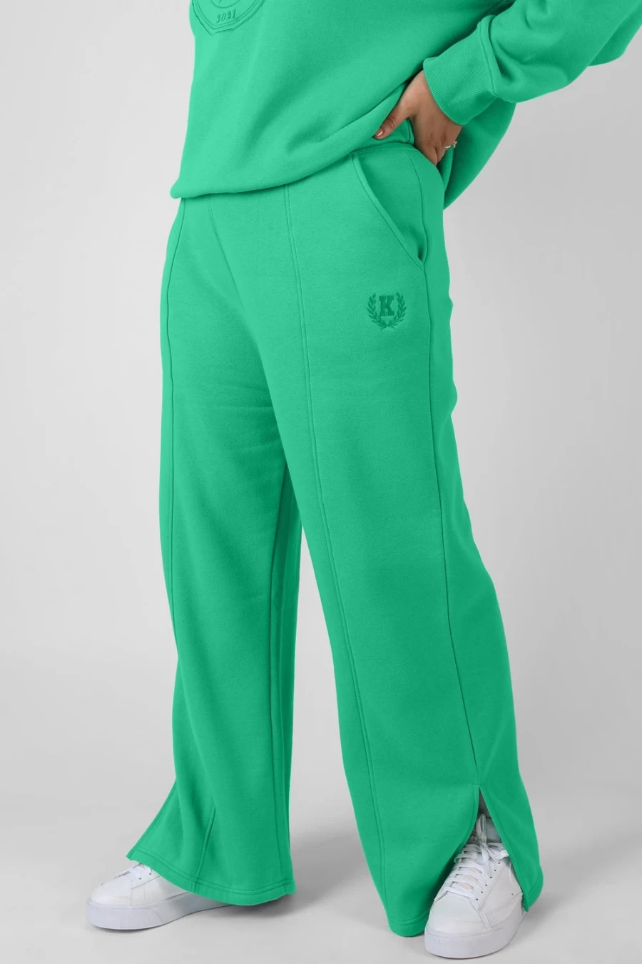Public Desire Women's Green Kaiia Embroidered Joggers - Curve Tonal Sweatpants