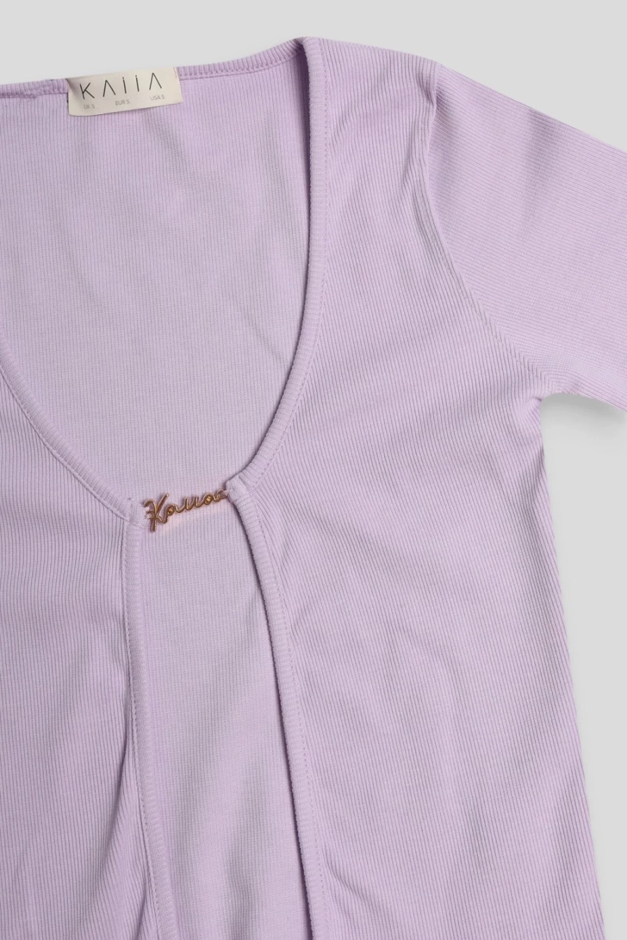 Public Desire Women's Lilac Kaiia Trim Ribbed Top