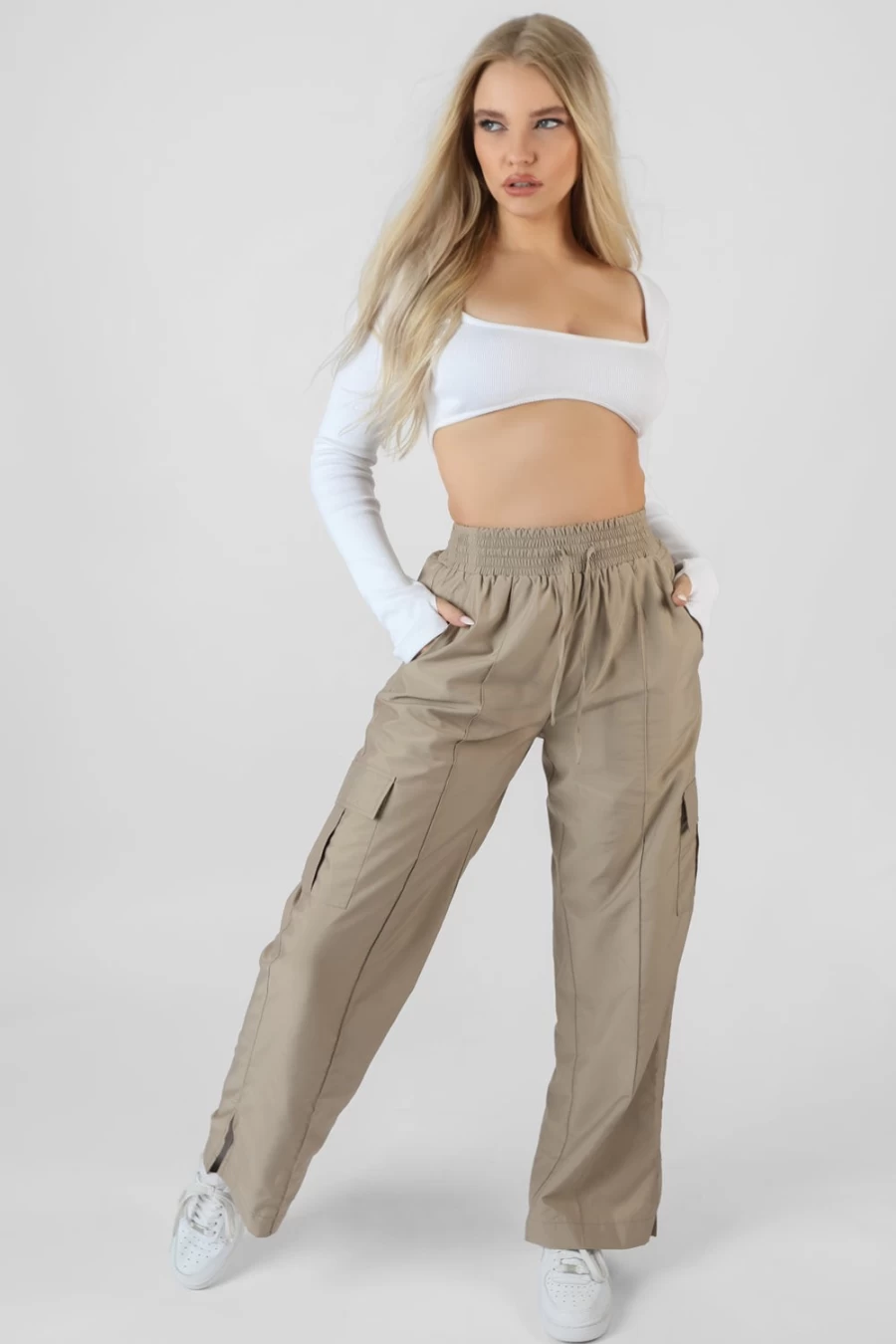 Public Desire Women's White Ribbed Underbust Square Neck Crop Top