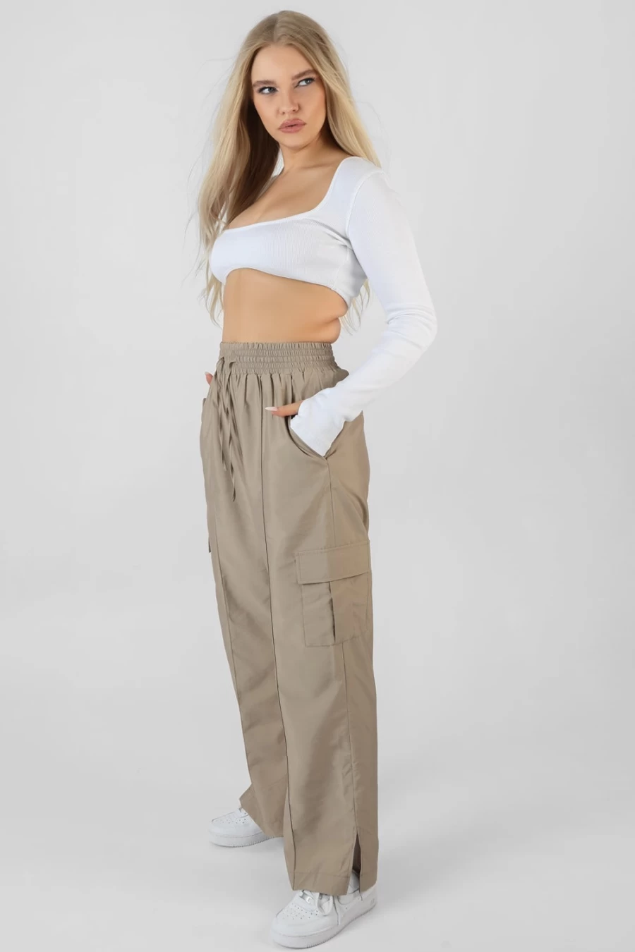 Public Desire Women's White Ribbed Underbust Square Neck Crop Top