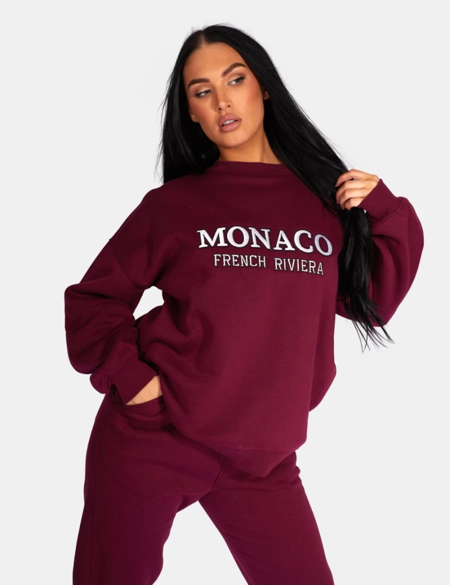 Public Desire Women's Berry Embroidered Monaco Sweatshirt - Fashion Crewneck Pullover