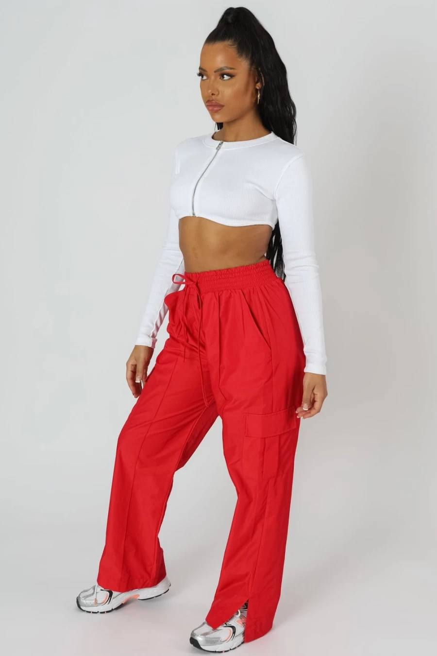 Public Desire Women's White Ribbed Underbust Zip-Up Crop Top