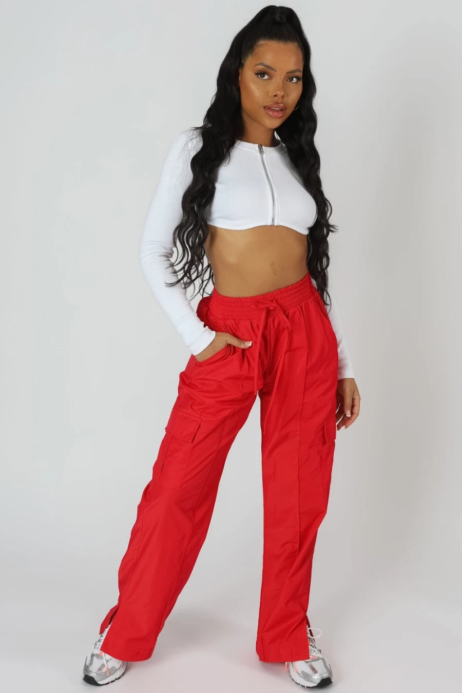 Public Desire Women's White Ribbed Underbust Zip-Up Crop Top