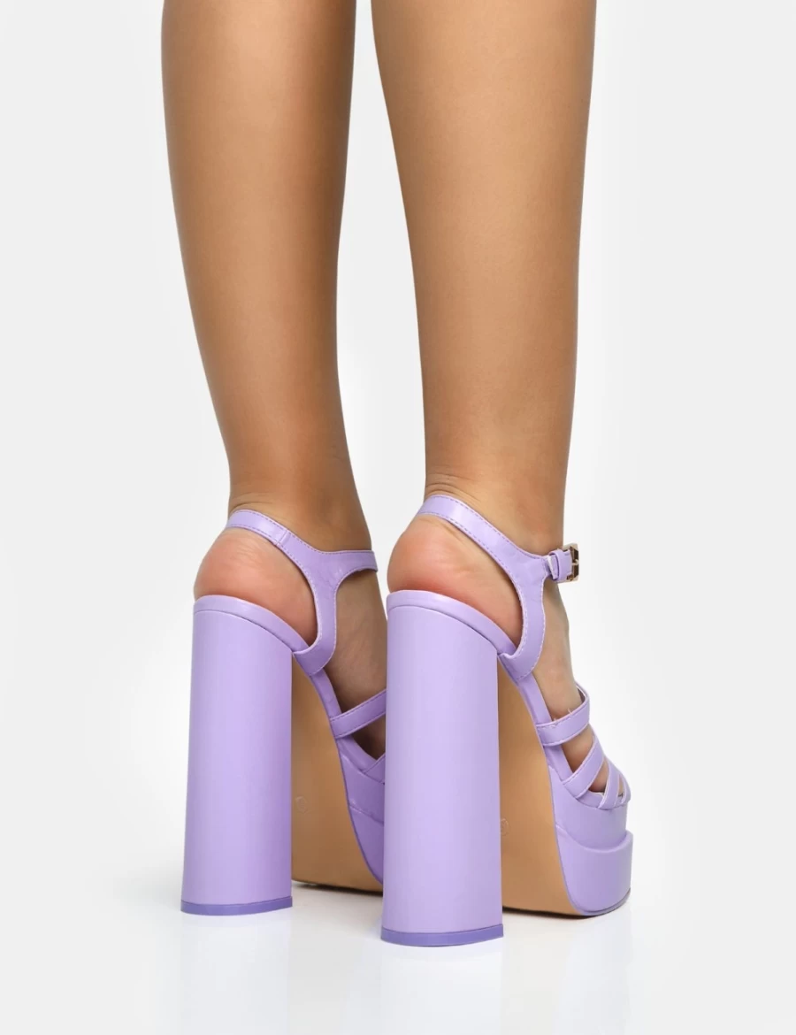 Public Desire Women's Lilac Denver Woven Double Platform Sandal Heels - Chunky High Heel Summer Shoes