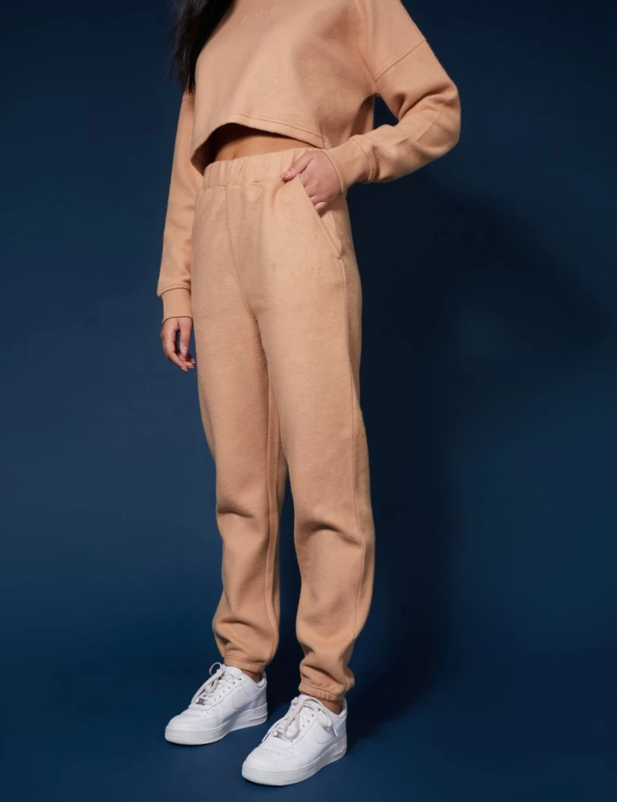 Public Desire Women's Kaiia Fluffy 90S Joggers in Camel - Retro High-Waisted Comfort Pants