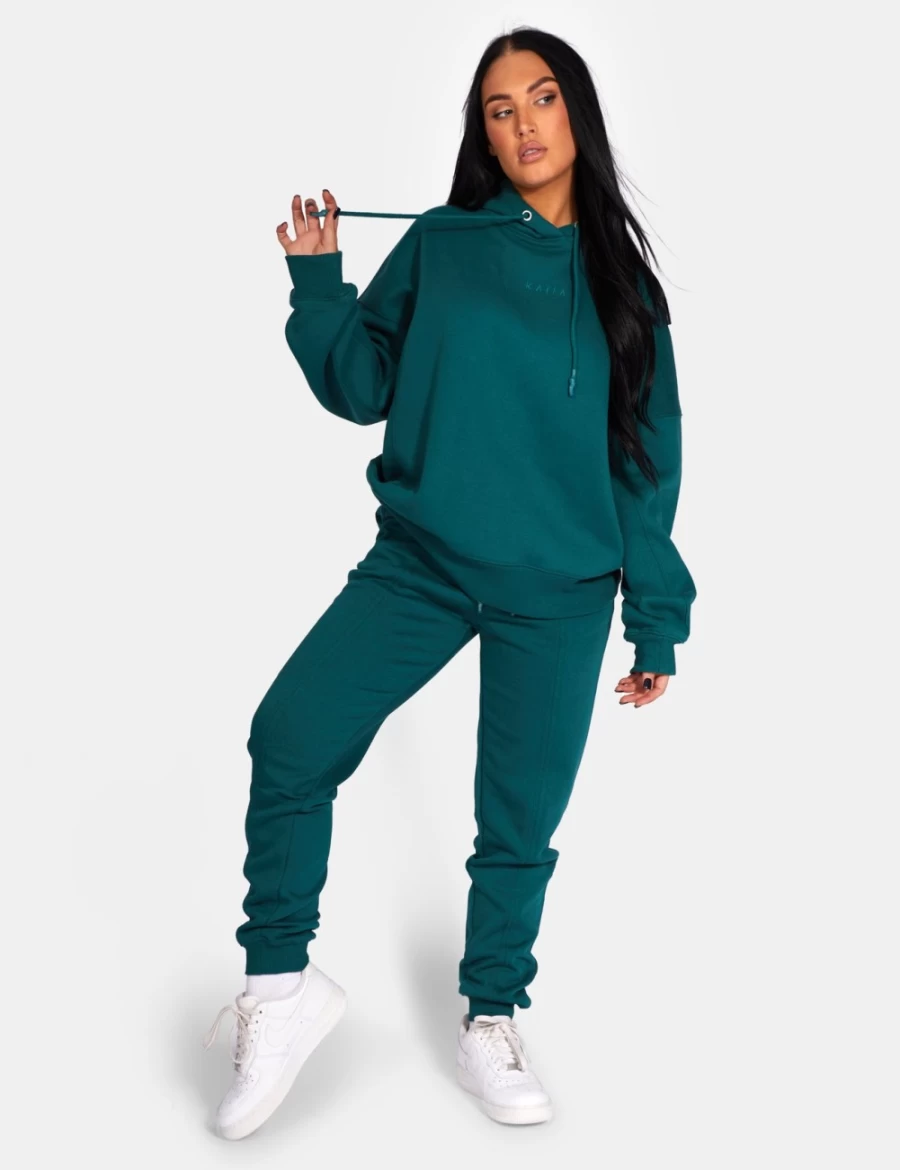 Public Desire Women's Forest Green Embroidered Oversized Hoodie - Kaiia Design