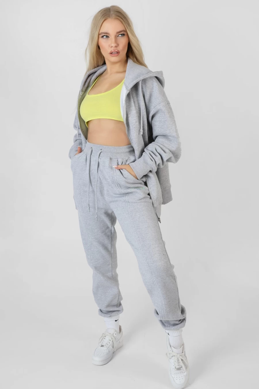 Public Desire Women's Marl Oversized Zip Through Hoodie - Grey Full Zip Sweatshirt