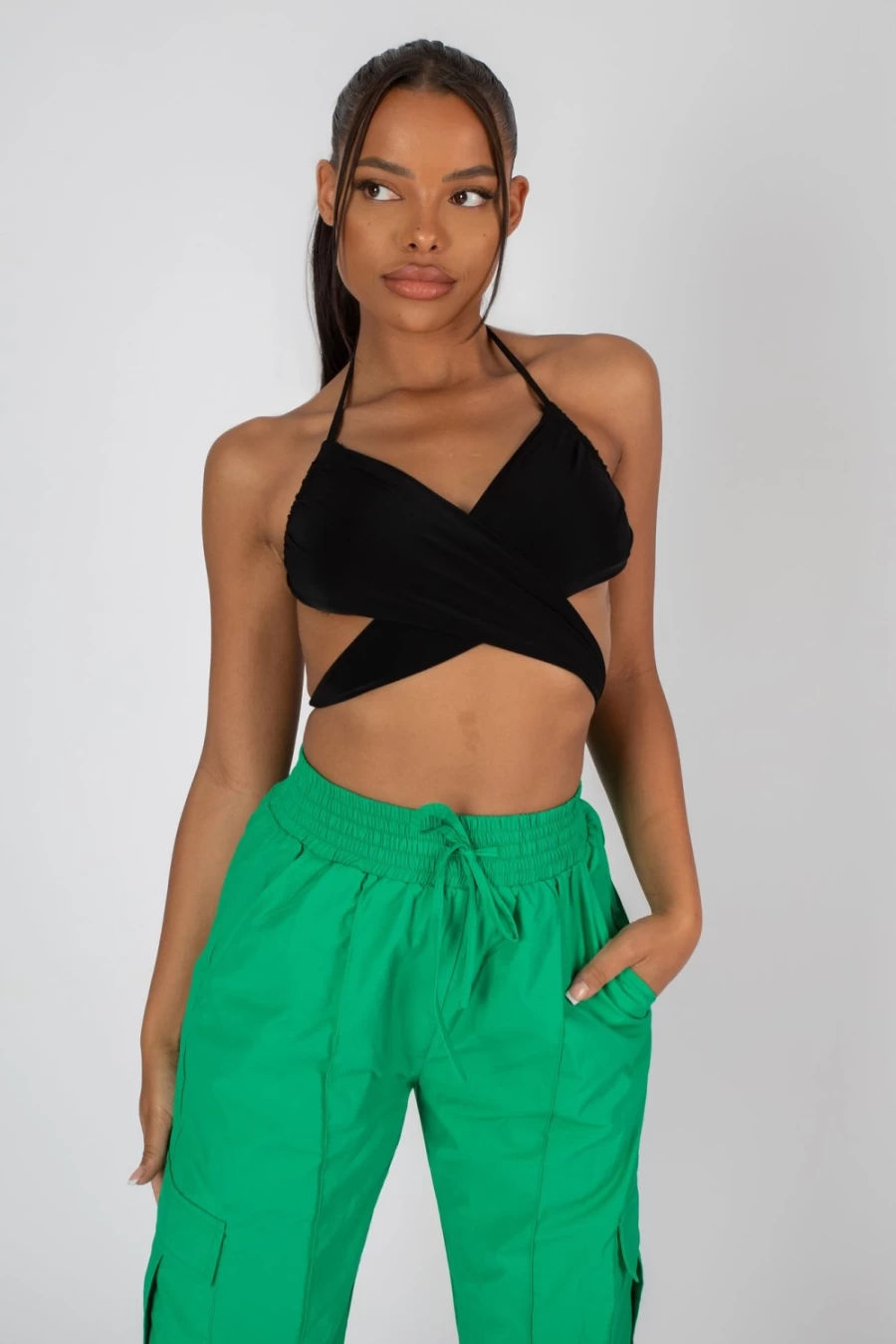 "Public Desire Women's Black 90s Butterfly Slinky Top - Vintage Retro Style"