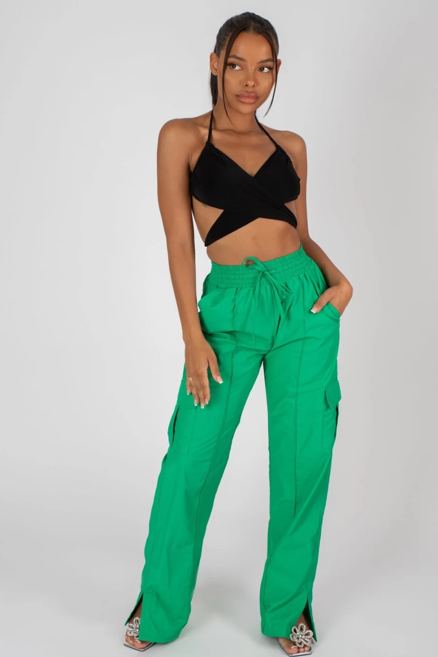 "Public Desire Women's Black 90s Butterfly Slinky Top - Vintage Retro Style"