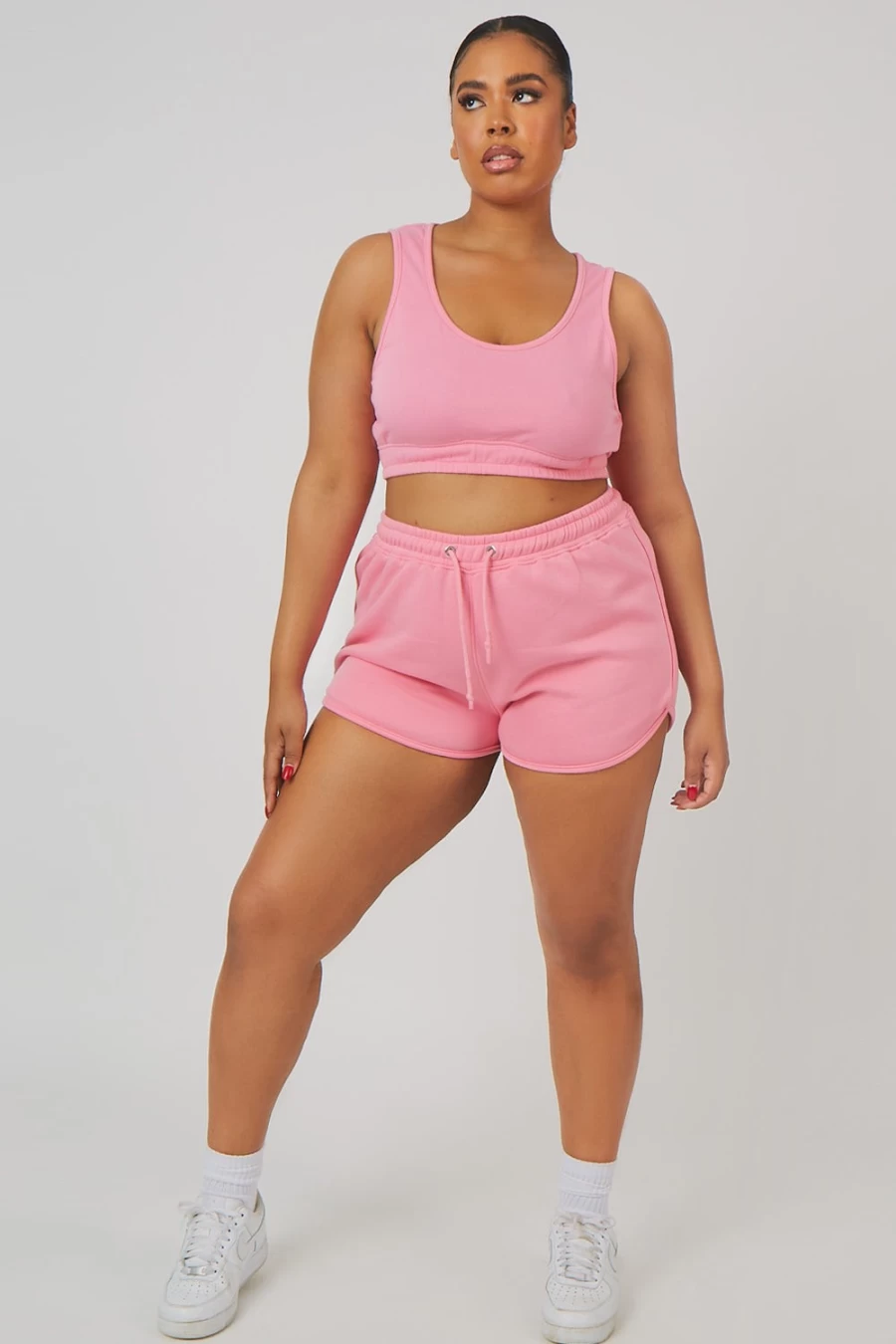 Public Desire Women's Pink Scoop Neck Crop Top with Elasticated Waist